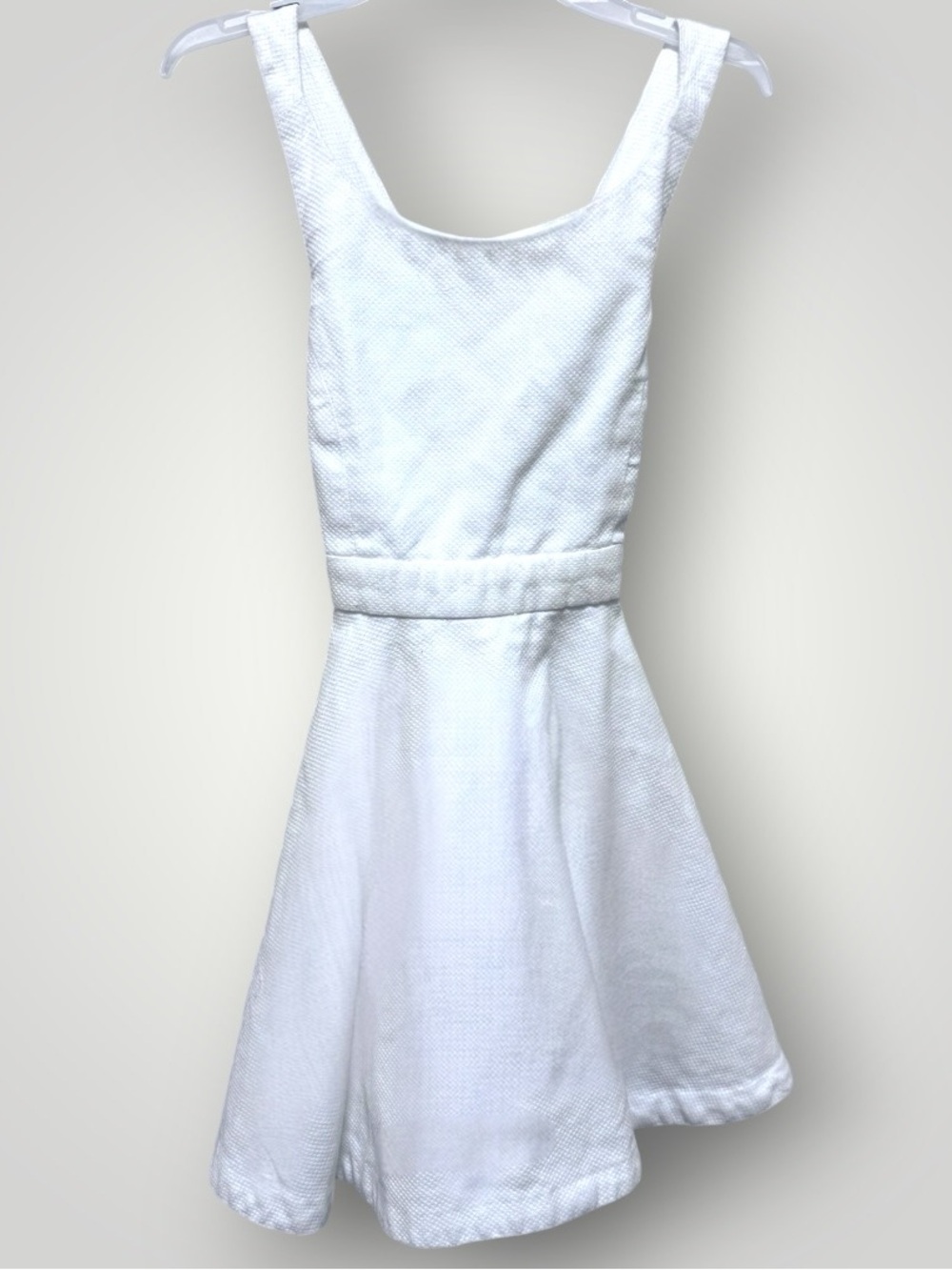 Polo by Ralph Lauren White Textured Scoop Neck Fit-and-Flare Dress